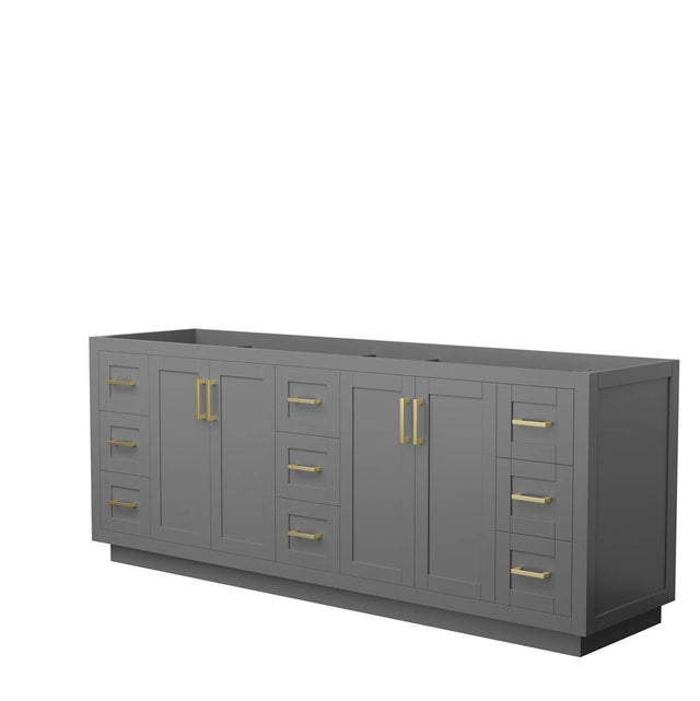 Wyndham Collection - Miranda 84 Inch Double Bathroom Vanity in Dark Gray, No Countertop, No Sink, Brushed Gold Trim