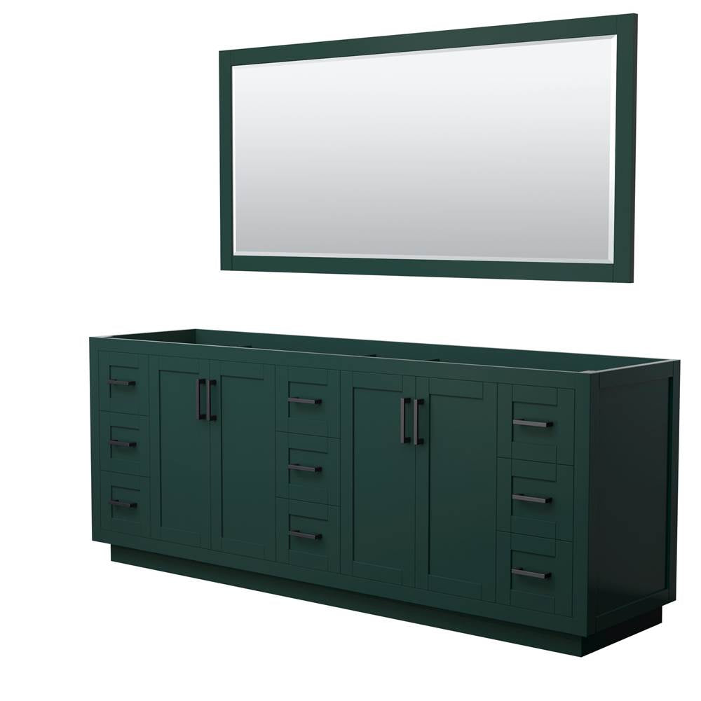 Wyndham Collection - Miranda 84 Inch Double Bathroom Vanity in Green, No Countertop, No Sink, Matte Black Trim, 70 Inch Mirror