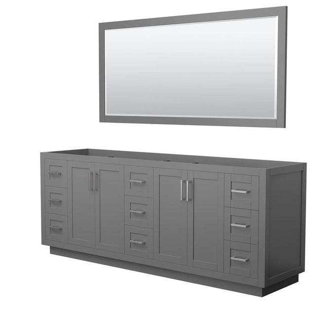 Wyndham Collection - Miranda 84 Inch Double Bathroom Vanity in Dark Gray, No Countertop, No Sink, Brushed Nickel Trim, 70 Inch Mirror