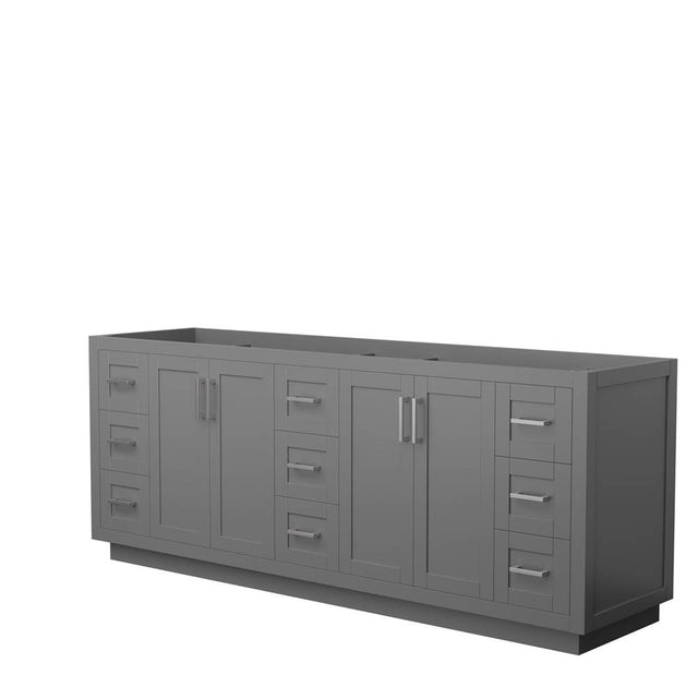 Wyndham Collection - Miranda 84 Inch Double Bathroom Vanity in Dark Gray, No Countertop, No Sink, Brushed Nickel Trim