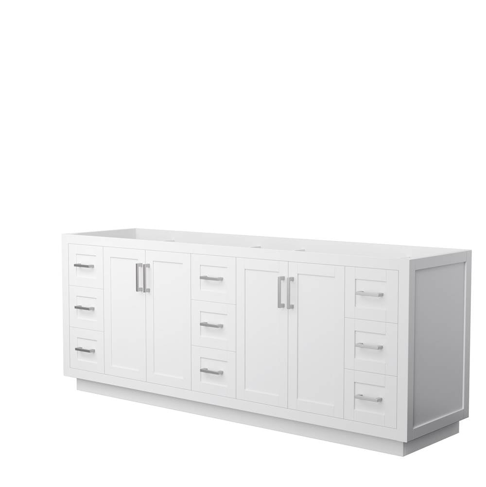 Wyndham Collection - Miranda 84 Inch Double Bathroom Vanity in White, No Countertop, No Sink, Brushed Nickel Trim
