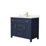 Wyndham Collection - Beckett 42 Inch Single Bathroom Vanity in Dark Blue, Carrara Cultured Marble Countertop, Undermount Square Sink, No Mirror