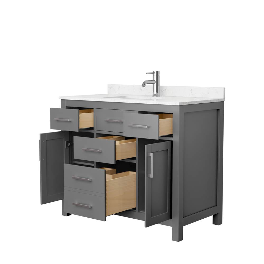Beckett 42 Inch Single Bathroom Vanity in Dark Gray, Carrara Cultured Marble Countertop, Undermount Square Sink, No Mirror