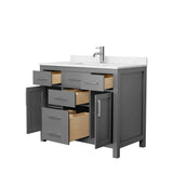 Beckett 42 Inch Single Bathroom Vanity in Dark Gray, Carrara Cultured Marble Countertop, Undermount Square Sink, No Mirror