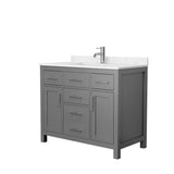 Wyndham Collection - Beckett 42 Inch Single Bathroom Vanity in Dark Gray, Carrara Cultured Marble Countertop, Undermount Square Sink, No Mirror