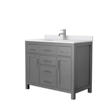 Wyndham Collection - Beckett 42 Inch Single Bathroom Vanity in Dark Gray, White Cultured Marble Countertop, Undermount Square Sink, No Mirror