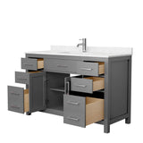 Beckett 54 Inch Single Bathroom Vanity in Dark Gray, Carrara Cultured Marble Countertop, Undermount Square Sink, No Mirror