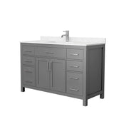 Wyndham Collection - Beckett 54 Inch Single Bathroom Vanity in Dark Gray, Carrara Cultured Marble Countertop, Undermount Square Sink, No Mirror