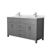 Wyndham Collection - Beckett 60 Inch Double Bathroom Vanity in Dark Gray, White Cultured Marble Countertop, Undermount Square Sinks, No Mirror - Dark Gray