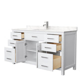 Beckett 60 Inch Single Bathroom Vanity in Dark Gray, Carrara Cultured Marble Countertop, Undermount Square Sink, No Mirror