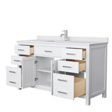 Beckett 60 Inch Single Bathroom Vanity in Dark Gray, White Cultured Marble Countertop, Undermount Square Sink, No Mirror