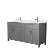 Wyndham Collection - Beckett 66 Inch Double Bathroom Vanity in Dark Gray, Carrara Cultured Marble Countertop, Undermount Square Sinks, No Mirror