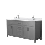Wyndham Collection - Beckett 66 Inch Double Bathroom Vanity in Dark Gray, White Cultured Marble Countertop, Undermount Square Sinks, No Mirror