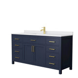 Wyndham Collection - Beckett 66 Inch Single Bathroom Vanity in Dark Blue, White Cultured Marble Countertop, Undermount Square Sink, No Mirror