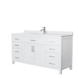 Wyndham Collection - Beckett 66 Inch Single Bathroom Vanity in White, White Cultured Marble Countertop, Undermount Square Sink, No Mirror