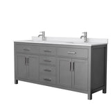 Wyndham Collection - Beckett 72 Inch Double Bathroom Vanity in Dark Gray, White Cultured Marble Countertop, Undermount Square Sinks, No Mirror - Dark Gray