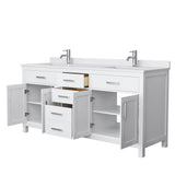 Beckett 72 Inch Double Bathroom Vanity in Dark Gray, White Cultured Marble Countertop, Undermount Square Sinks, No Mirror