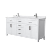 Wyndham Collection - Beckett 72 Inch Double Bathroom Vanity in White, White Cultured Marble Countertop, Undermount Square Sinks, No Mirror - White