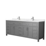 Wyndham Collection - Beckett 84 Inch Double Bathroom Vanity in Dark Gray, Carrara Cultured Marble Countertop, Undermount Square Sinks, No Mirror