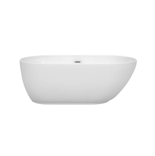 Wyndham Collection - Melissa 60 Inch Freestanding Bathtub in White with Polished Chrome Drain and Overflow Trim - White With Polished Chrome