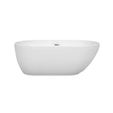 Melissa 60 Inch Freestanding Bathtub in White with Polished Chrome Drain and Overflow Trim