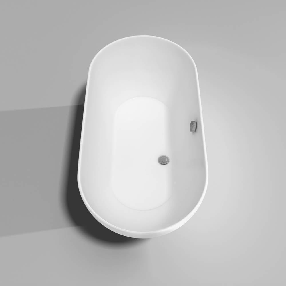 Melissa 60 Inch Freestanding Bathtub in White with Polished Chrome Drain and Overflow Trim