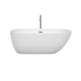 Wyndham Collection - Melissa 60 Inch Freestanding Bathtub in White with Floor Mounted Faucet, Drain and Overflow Trim in Brushed Nickel - White With Brushed Nickel