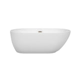 Wyndham Collection - Melissa 60 Inch Freestanding Bathtub in White with Brushed Nickel Drain and Overflow Trim - White With Brushed Nickel