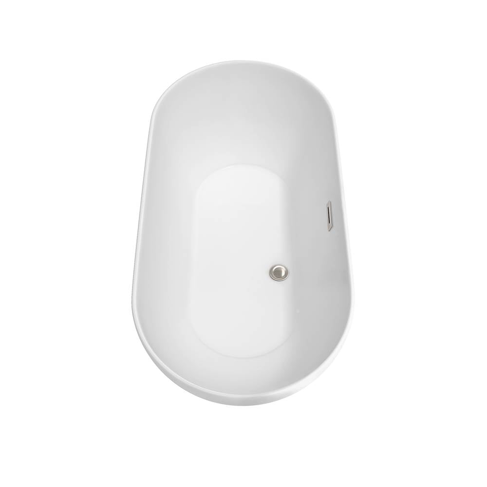 Melissa 60 Inch Freestanding Bathtub in White with Polished Chrome Drain and Overflow Trim