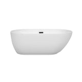 Melissa 60 Inch Freestanding Bathtub in White with Matte Black Drain and Overflow Trim