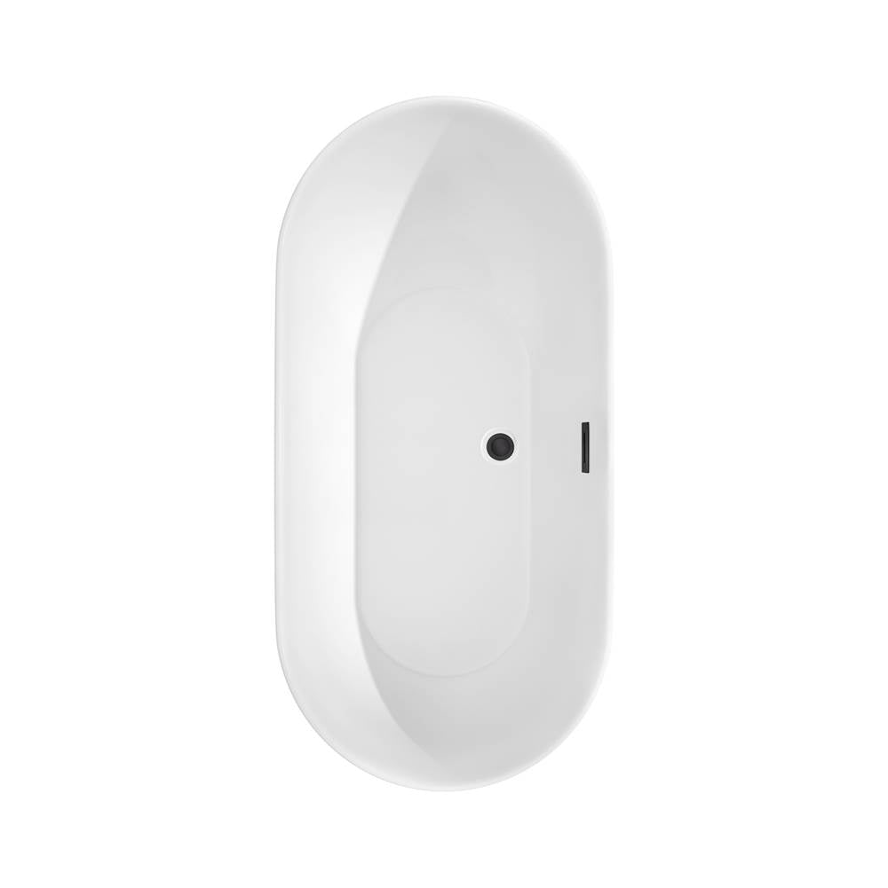 Melissa 60 Inch Freestanding Bathtub in White with Matte Black Drain and Overflow Trim