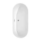 Melissa 65 Inch Freestanding Bathtub in White with Floor Mounted Faucet, Drain and Overflow Trim in Brushed Nickel