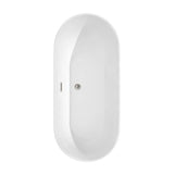 Melissa 65 Inch Freestanding Bathtub in White with Floor Mounted Faucet, Drain and Overflow Trim in Brushed Nickel