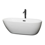 Wyndham Collection - Melissa 65 Inch Freestanding Bathtub in White with Floor Mounted Faucet, Drain and Overflow Trim in Matte Black