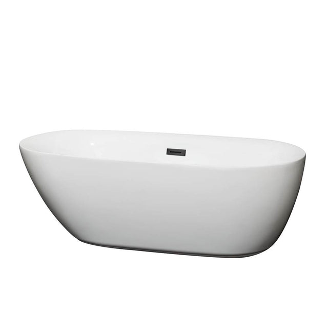 Wyndham Collection - Melissa 65 Inch Freestanding Bathtub in White with Matte Black Drain and Overflow Trim