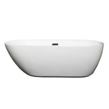 Melissa 65 Inch Freestanding Bathtub in White with Matte Black Drain and Overflow Trim