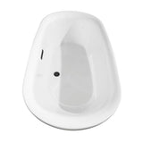 Melissa 65 Inch Freestanding Bathtub in White with Floor Mounted Faucet, Drain and Overflow Trim in Matte Black