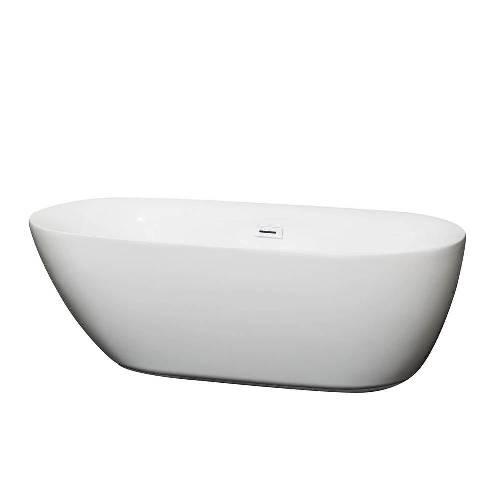 Wyndham Collection - Melissa 65 Inch Freestanding Bathtub in White with Shiny White Drain and Overflow Trim