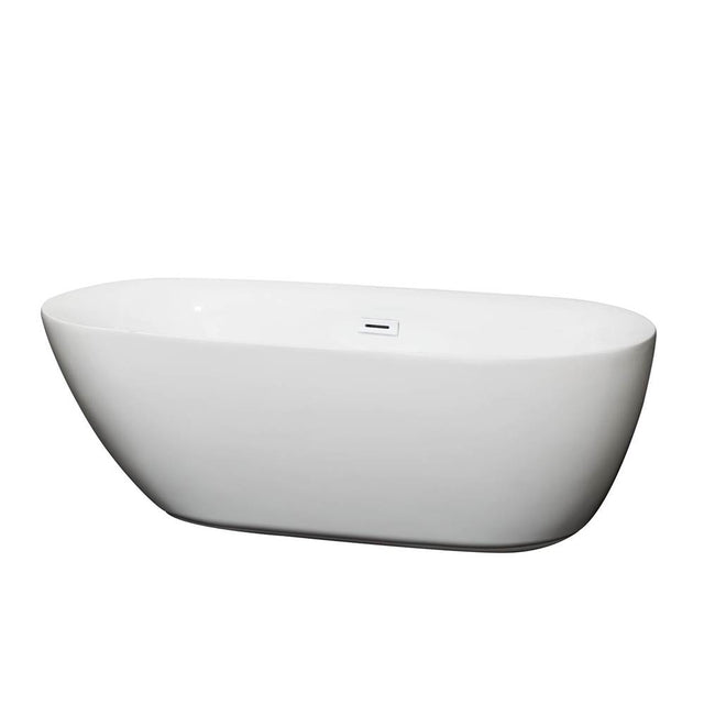 Wyndham Collection - Melissa 65 Inch Freestanding Bathtub in White with Shiny White Drain and Overflow Trim