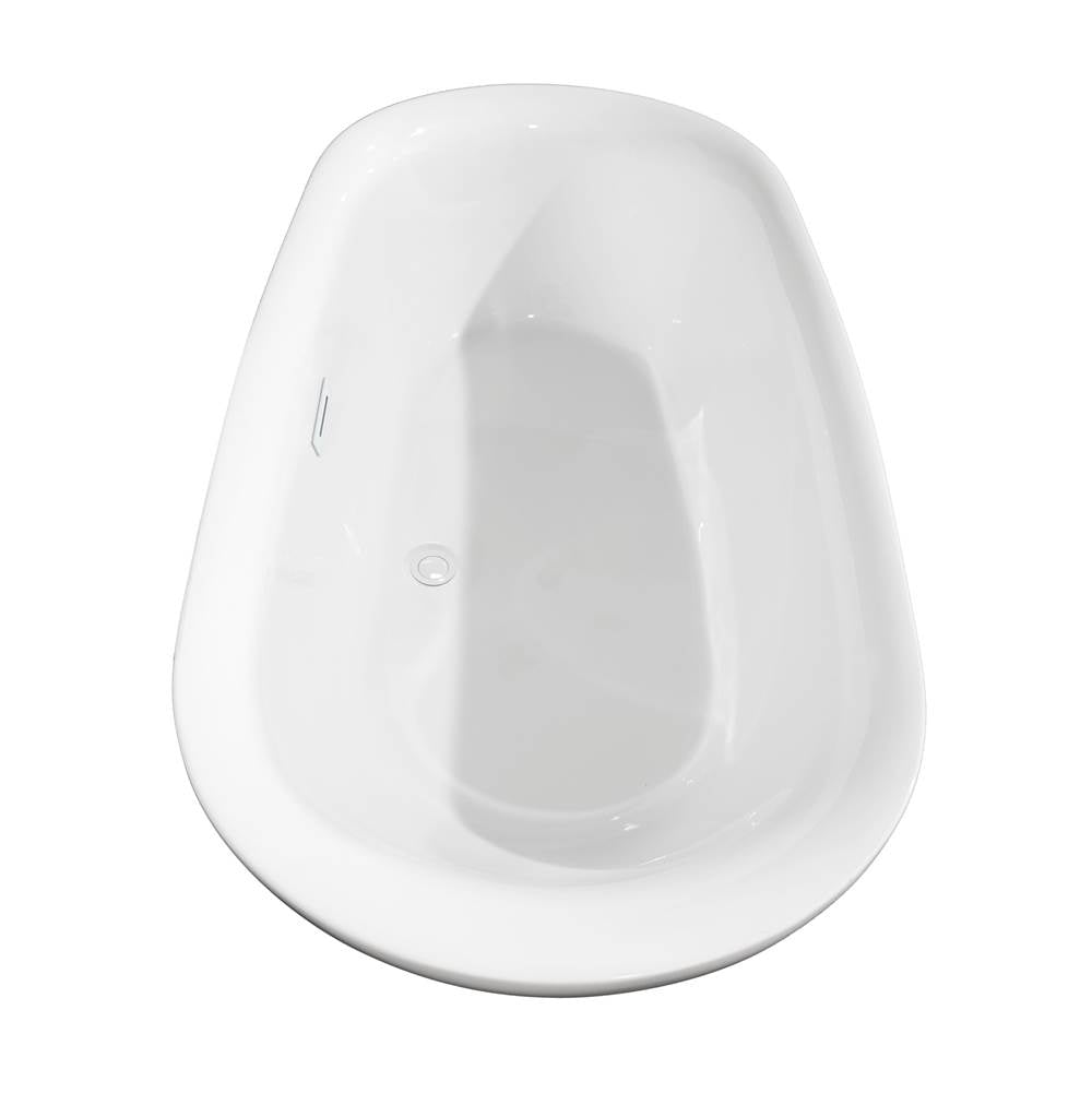 Melissa 65 Inch Freestanding Bathtub in White with Shiny White Trim and Floor Mounted Faucet in Brushed Gold