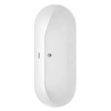 Melissa 71 Inch Freestanding Bathtub in White with Polished Chrome Trim and Floor Mounted Faucet in Matte Black