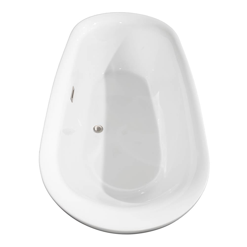 Melissa 71 Inch Freestanding Bathtub in White with Polished Chrome Drain and Overflow Trim