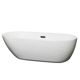 Wyndham Collection - Melissa 71 Inch Freestanding Bathtub in White with Matte Black Drain and Overflow Trim
