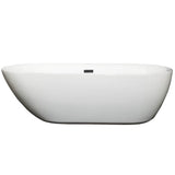 Melissa 71 Inch Freestanding Bathtub in White with Matte Black Drain and Overflow Trim