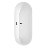 Melissa 71 Inch Freestanding Bathtub in White with Floor Mounted Faucet, Drain and Overflow Trim in Matte Black