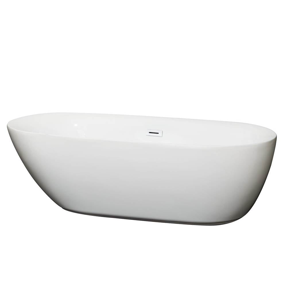 Wyndham Collection - Melissa 71 Inch Freestanding Bathtub in White with Shiny White Drain and Overflow Trim