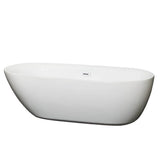 Wyndham Collection - Melissa 71 Inch Freestanding Bathtub in White with Shiny White Drain and Overflow Trim