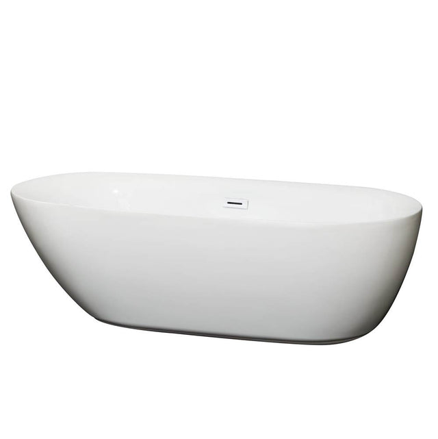 Wyndham Collection - Melissa 71 Inch Freestanding Bathtub in White with Shiny White Drain and Overflow Trim