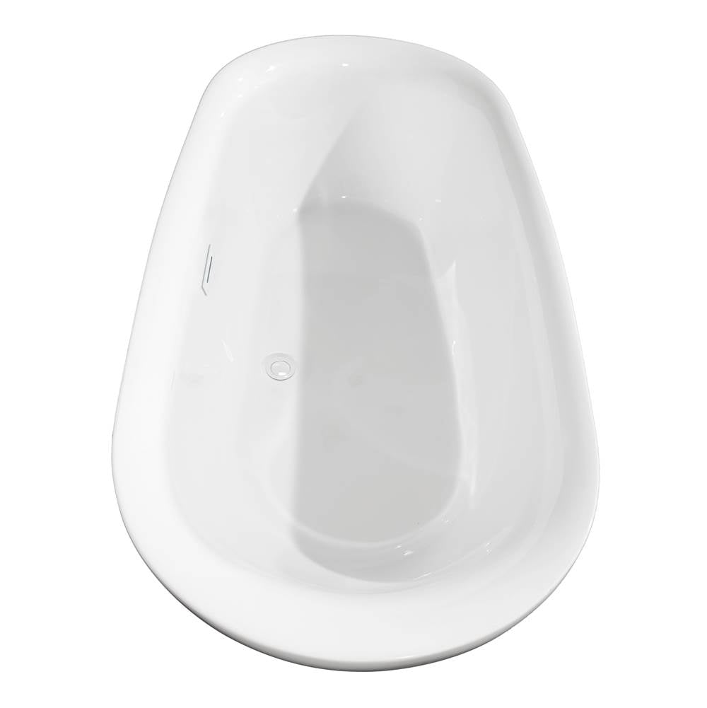 Melissa 71 Inch Freestanding Bathtub in White with Shiny White Trim and Floor Mounted Faucet in Matte Black
