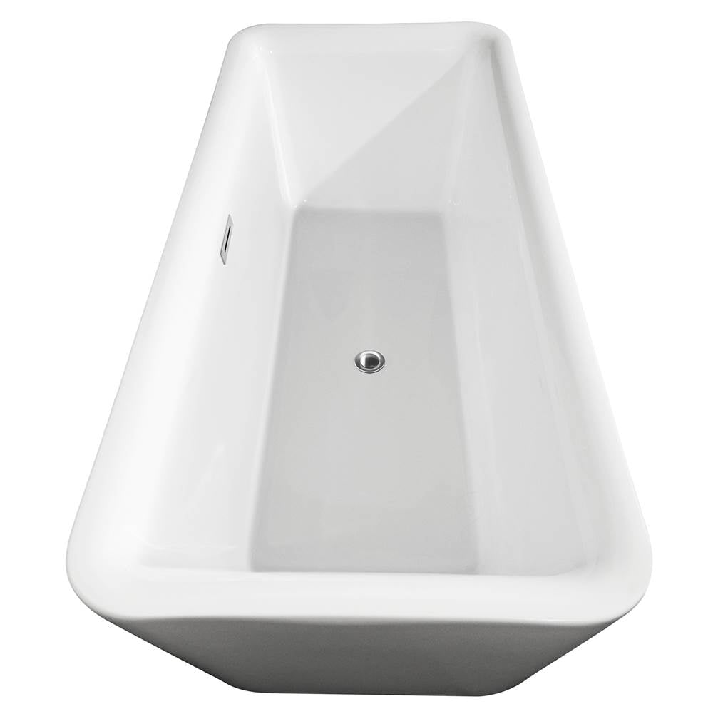 Emily 69 Inch Freestanding Bathtub in White with Polished Chrome Drain and Overflow Trim